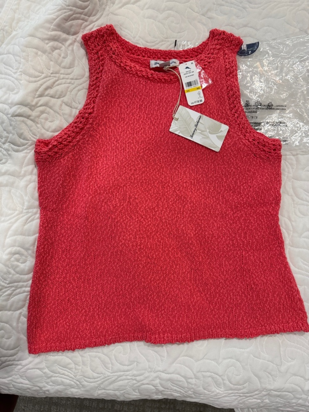 Tommy Bahama Coral Red Knit Tank